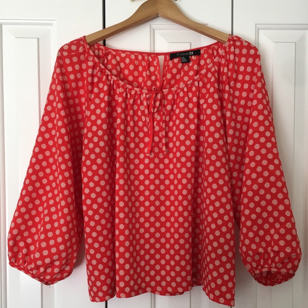 Red polka dot blouse